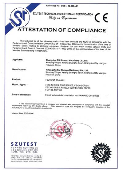 CE certificado de trituradora de cuatro ejes